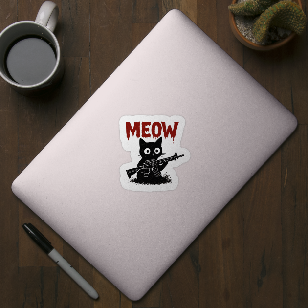 WAR MEOW T-Shirt - Funny Cat with Gun Meme by TurnEffect